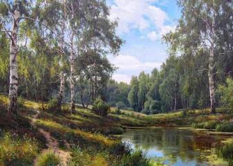 Репродукция "Лесная запруда"