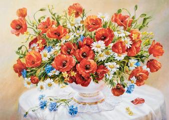 Репродукция "Маки и ромашки"