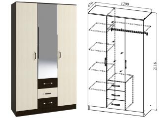 Шкаф 3-х дверный "Ронда" ШКР 1200.2
