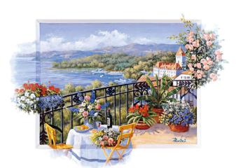 Репродукция "Городок на берегу моря"