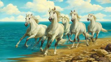 Репродукция "Табун белых лошадей"