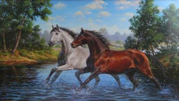 Репродукция "Пара лошадей"